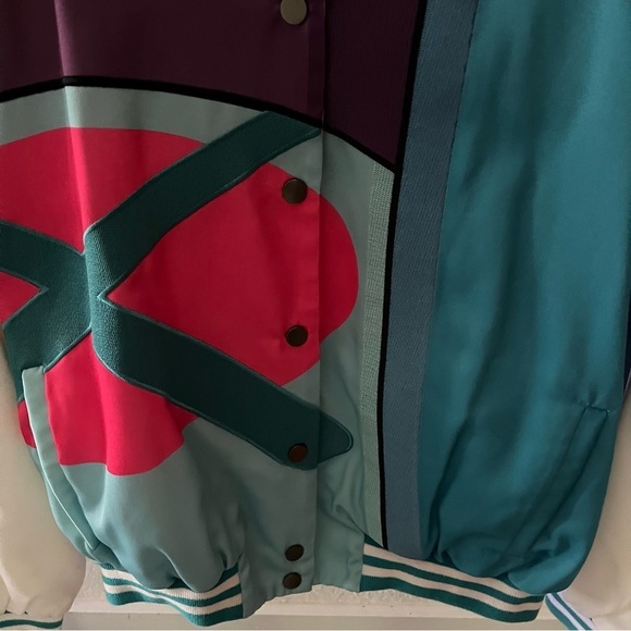 KAWS x MIRA MIKATI sz 40 S White Blue Bomber Jacket Snap Buttons $1895 - Picture 2 of 16